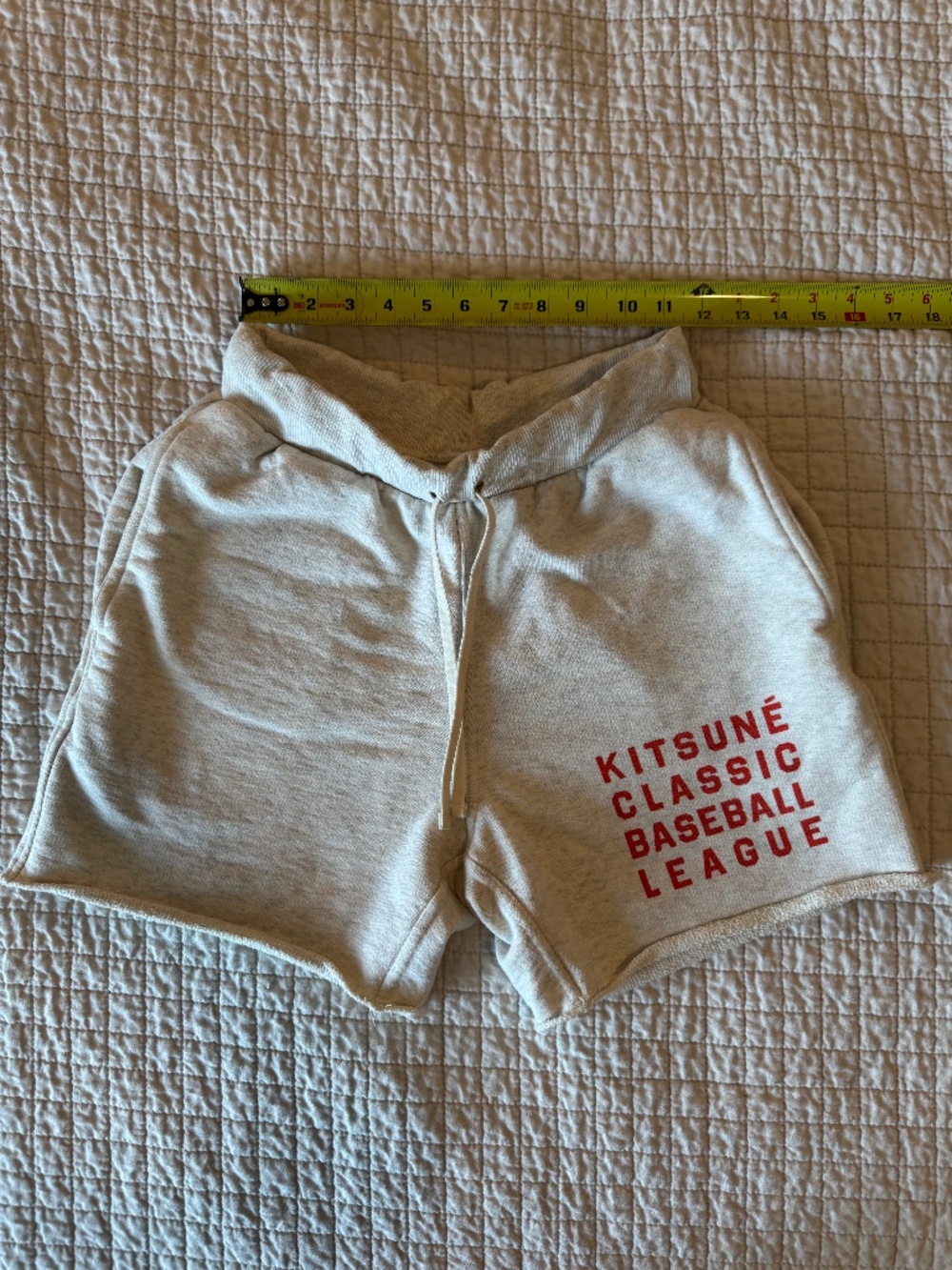 Maison Kitsuné  & Reebok Sweat Shorts, Size S in Heather Cream